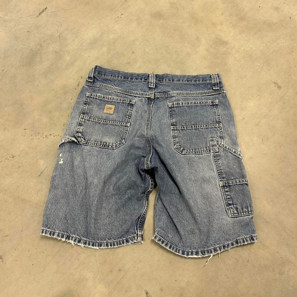 Y2K Baggy Lee Dungarees Grunge Style Denim Shorts   Size: 32 Waist - Picture 2 of 2